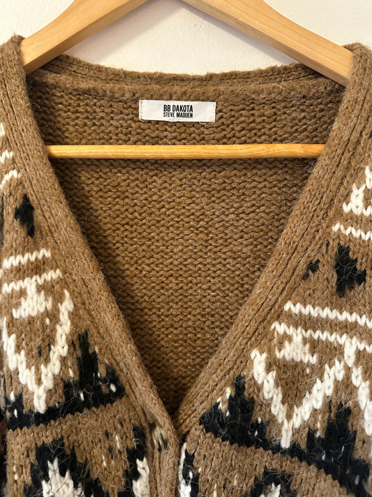 BB Dakota Brown and Black Patterned Cardigan