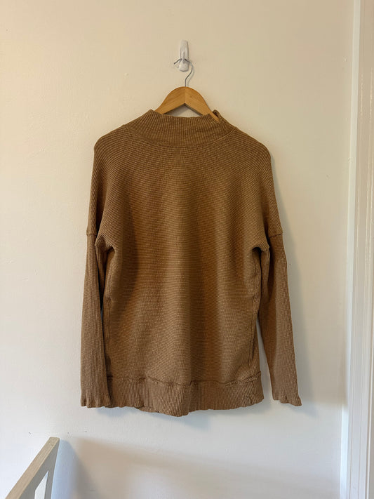 Free People We The Free Casey Ribbed Mock-Neck Tunic in Tiger Eye Size XS