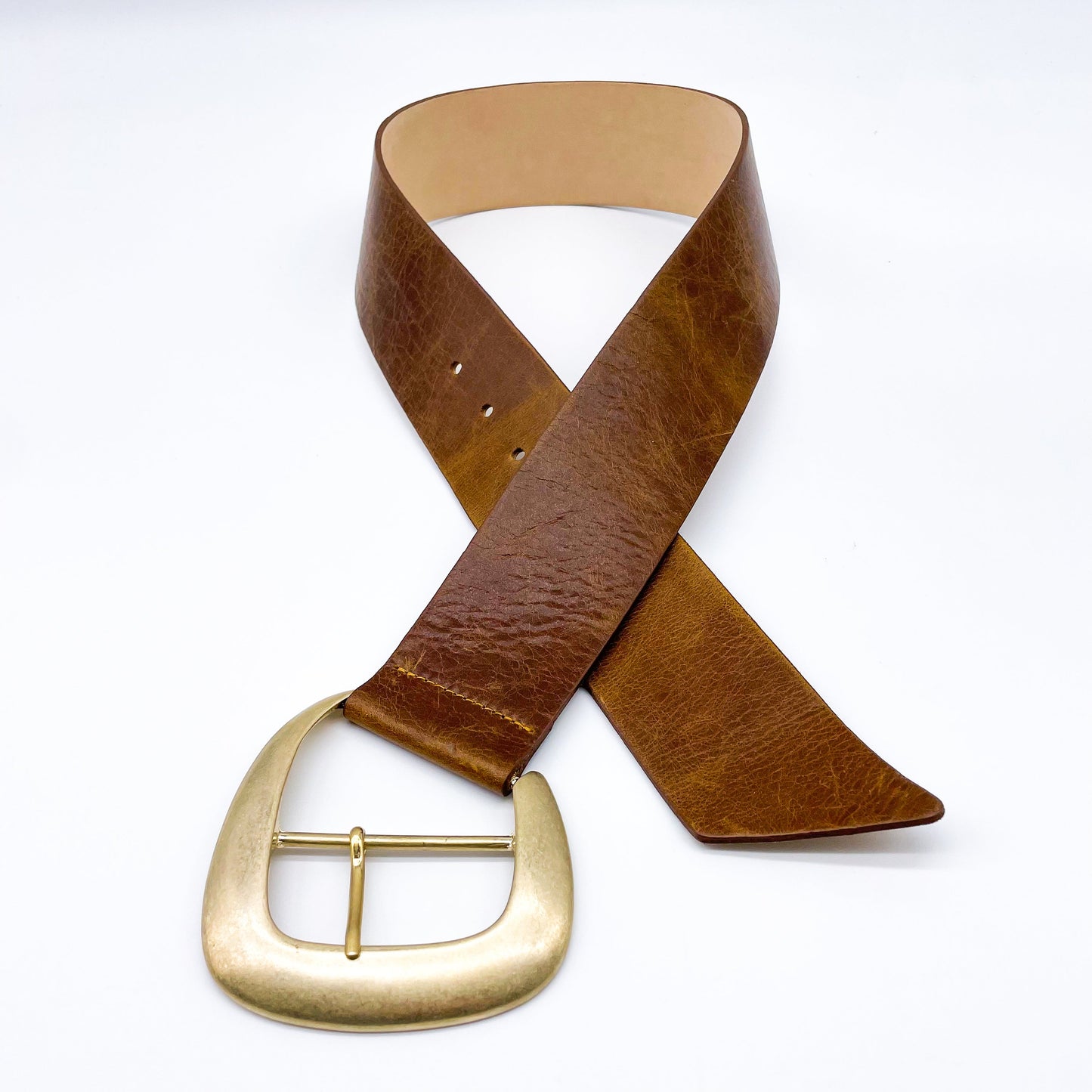 Streets Ahead Maxine Drop Waist Belt in Brown Leather - Size Large