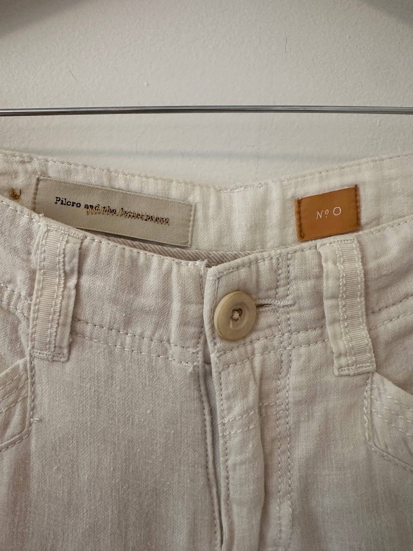 Pilcro Cream Wide-Leg Linen and Cotton Pants Size 0