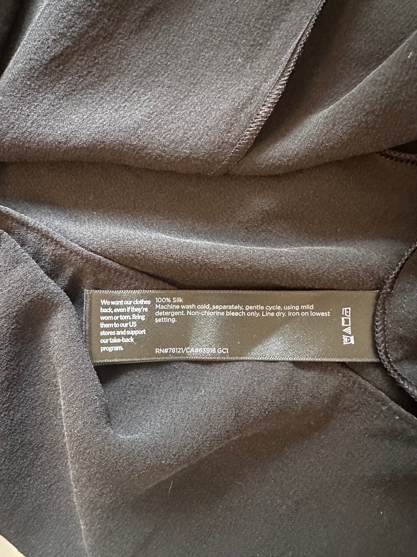 Eileen Fisher Silk Georgette Crepe Scoop Neck Dress in Black | Size XL