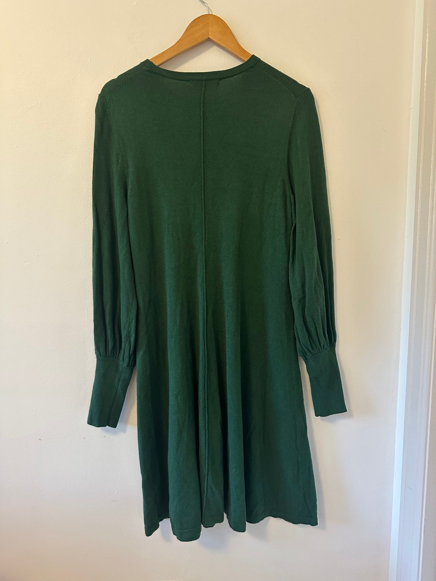 Boden - Forest Green Long Sleeve Cotton Blend Sweater Dress | Size 10