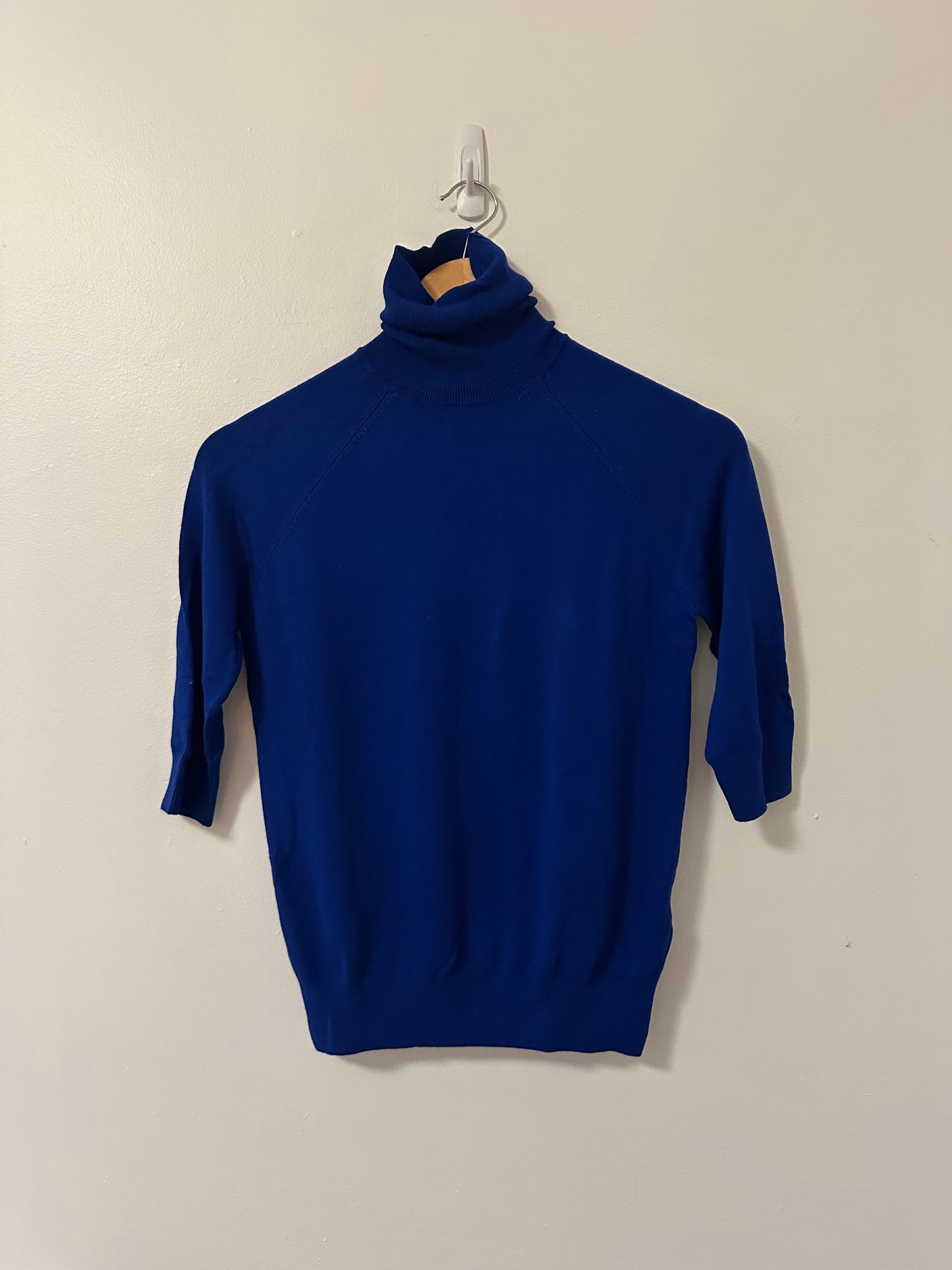 NWT Zara Royal Blue Turtleneck Lightweight Short Sleeve Sweater - Size Small