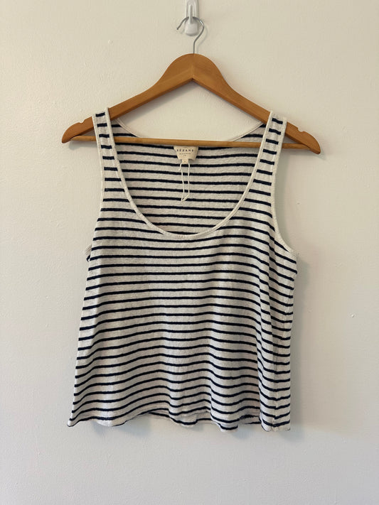 Sezane John Top in Ecru and Navy - Size Large