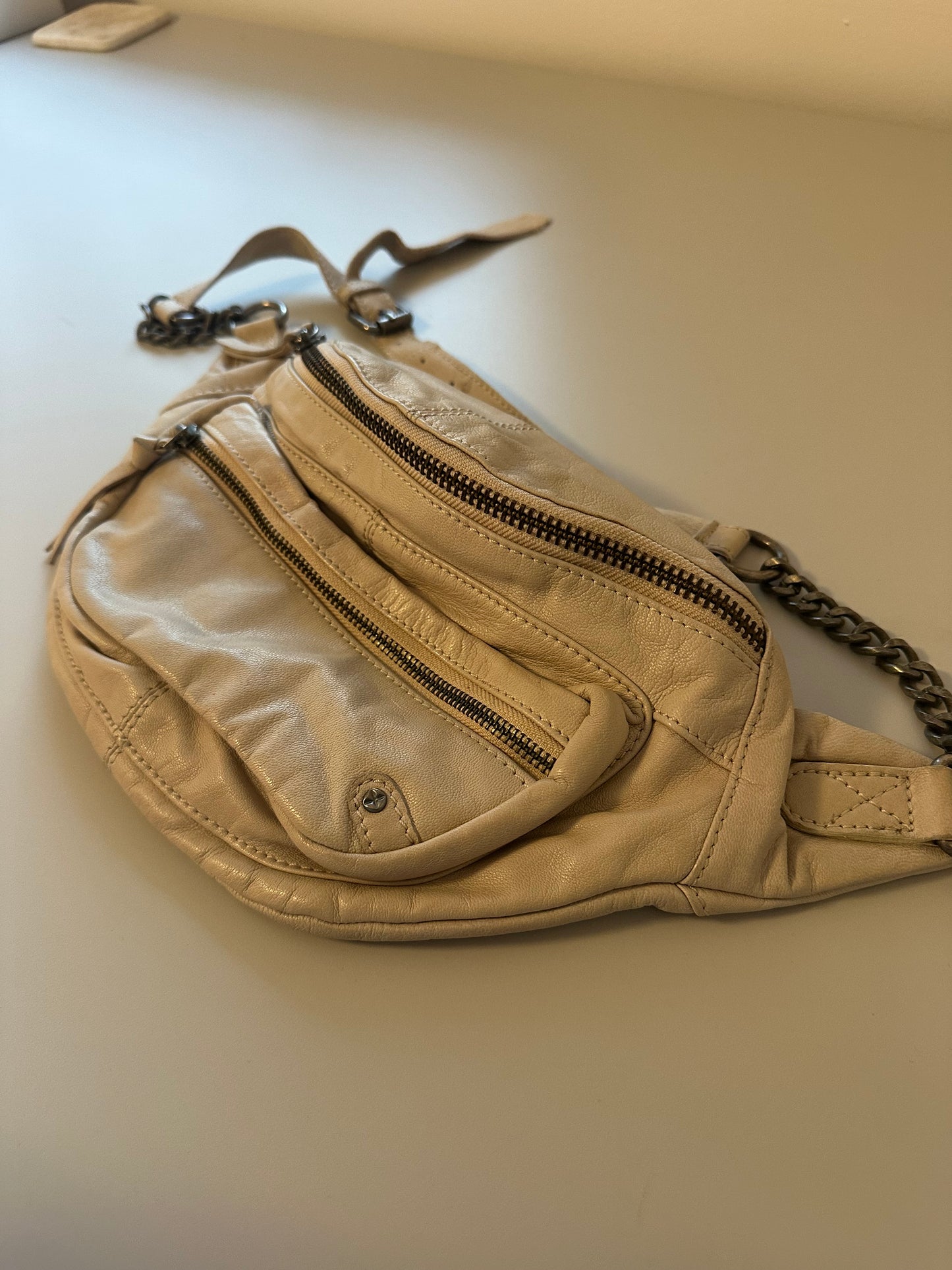 Free People Archer Leather Chain Strap Sling Bag