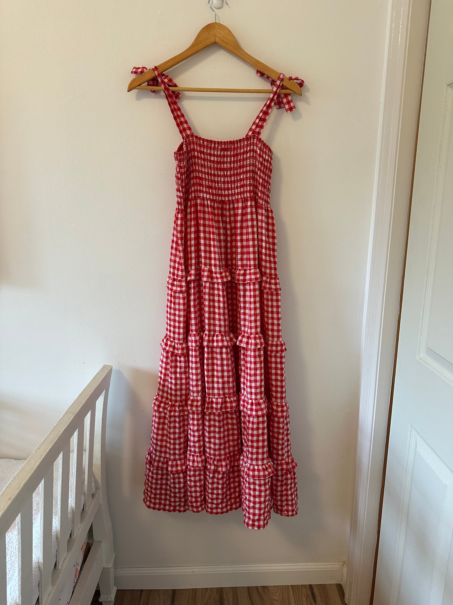 Maison Me Brooklyn Dress in Vintage Pink and Paprika Gingham - Size Small