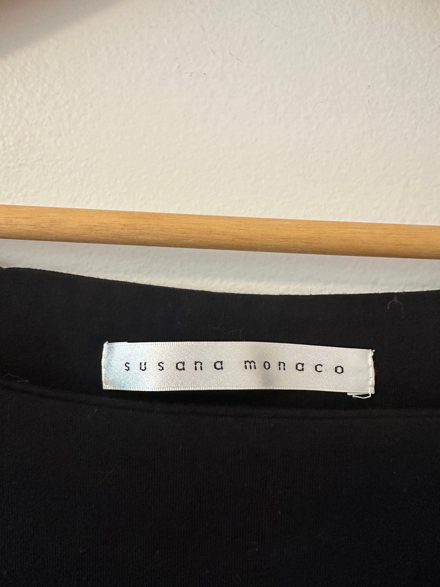 Susana Monaco Black Long Sleeve Boat Neck Mini Dress - Size Small