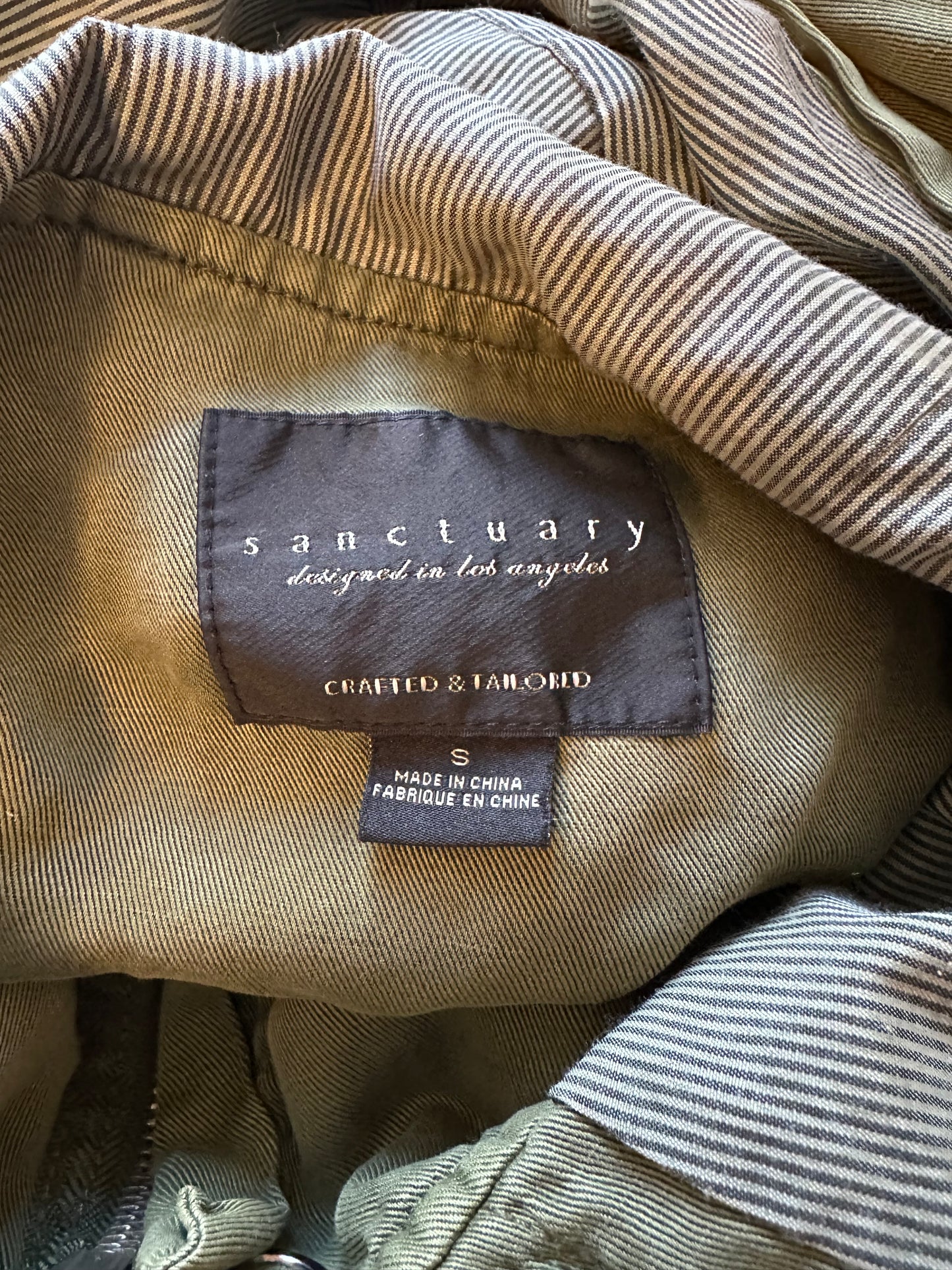 Sanctuary Olive Green Hooded Utility Jacket | Size Small