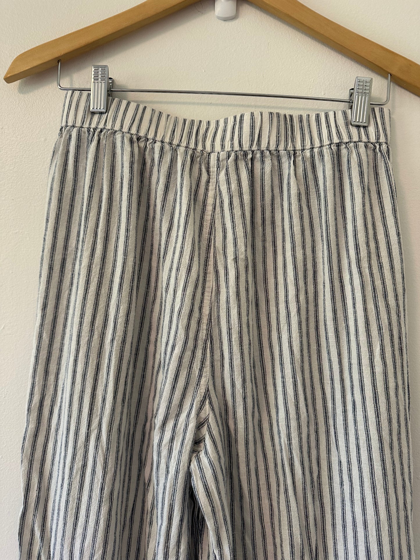 Marine Layer Allison Stripe Pull-On Wide Leg Hemp Blend Pants - Size Small