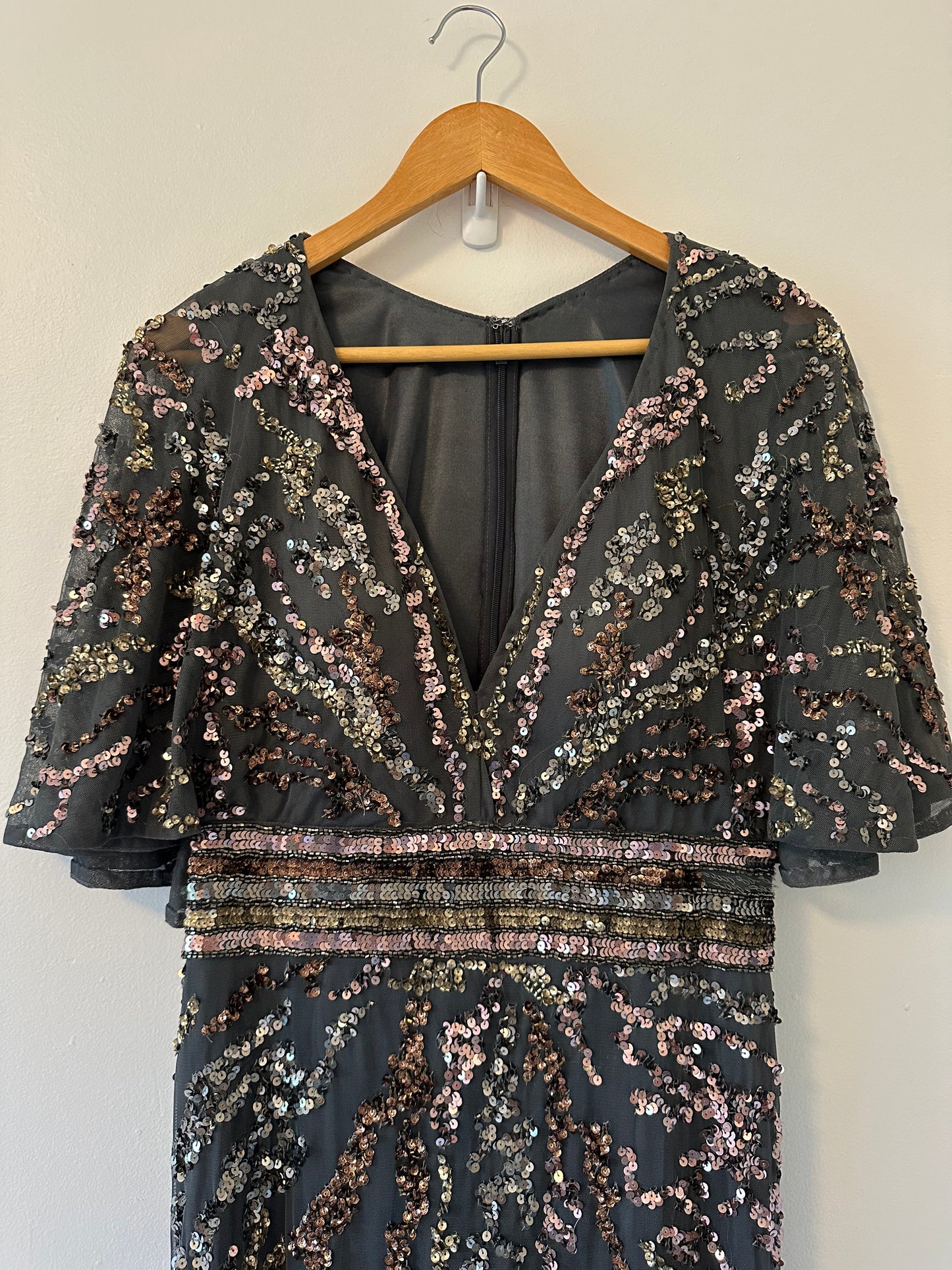 Mac Duggal Embellished Cape Sleeve Gown - Size 10