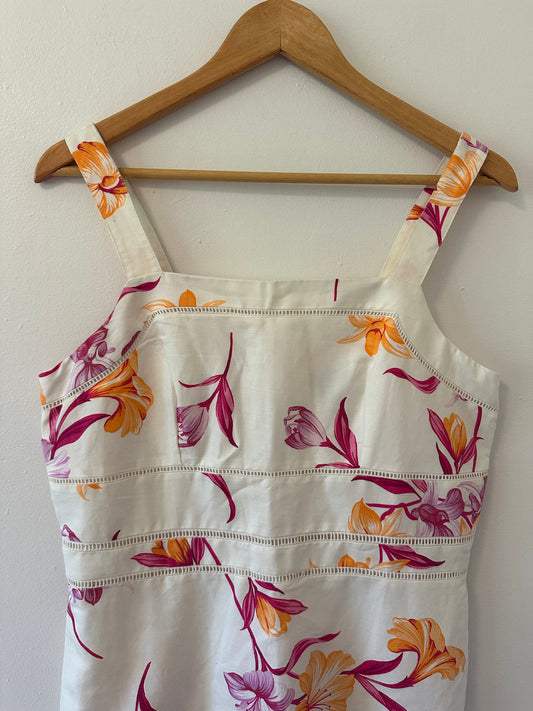 Ann Taylor Floral Linen and Cotton Sleeveless Dress - Size 8