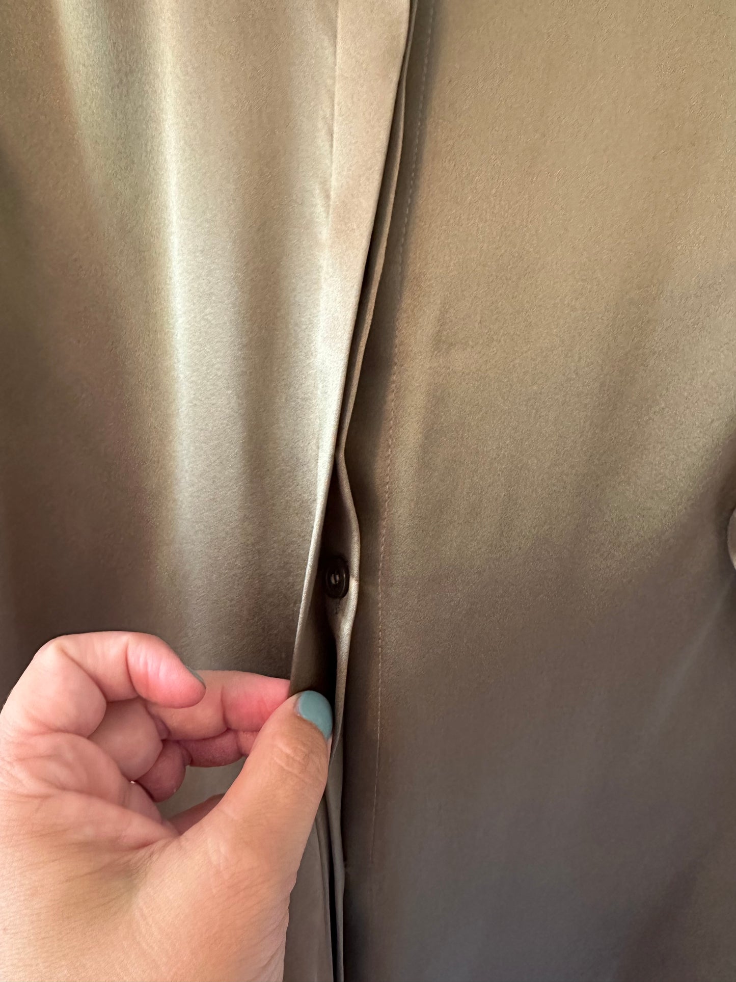 Frame Gillian Silk Puff Sleeve Blouse in Brown | Size Medium