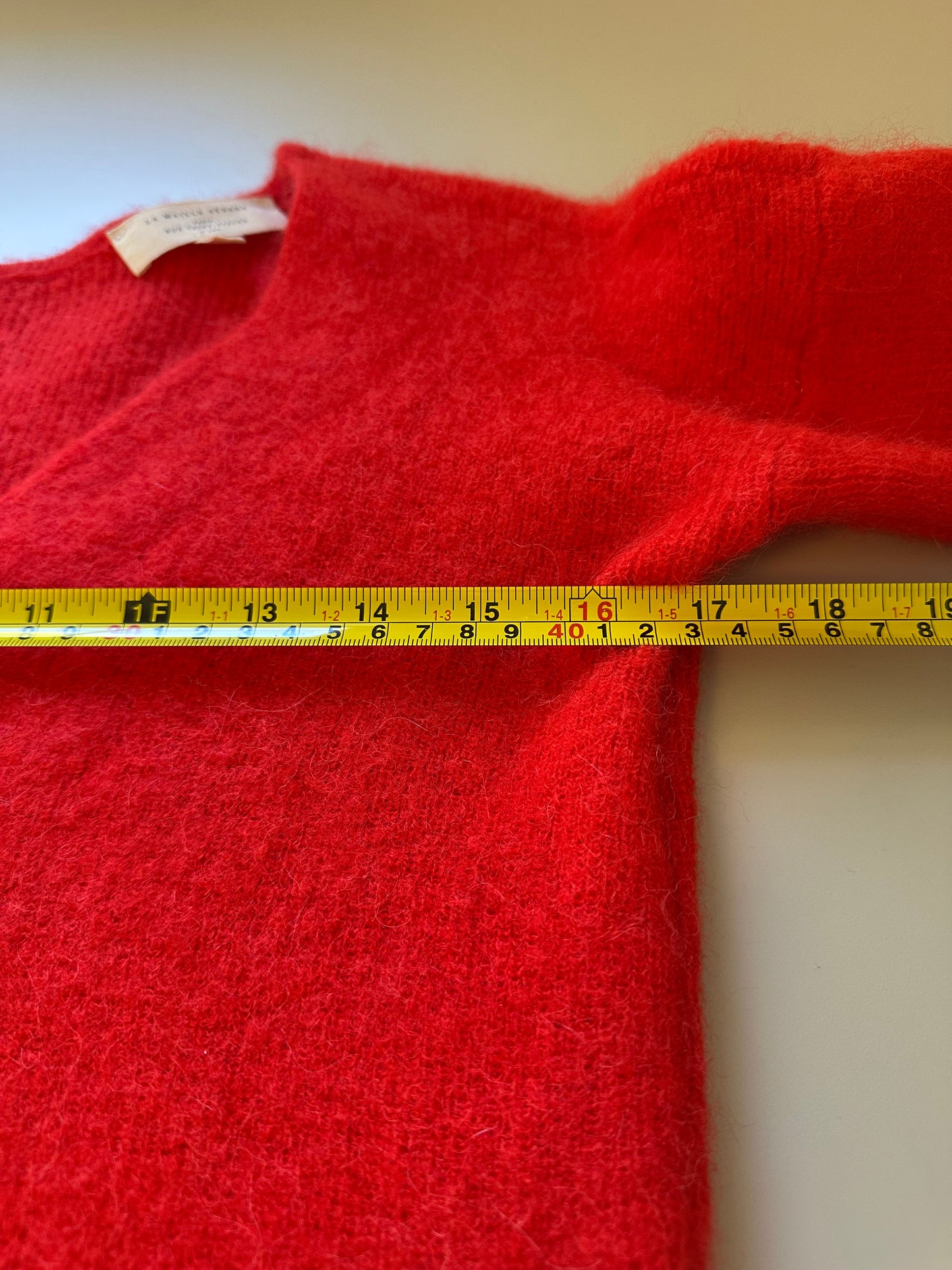 Sezane Barry V-neck Cardigan Sweater in Bright Red Mohair | Size Small