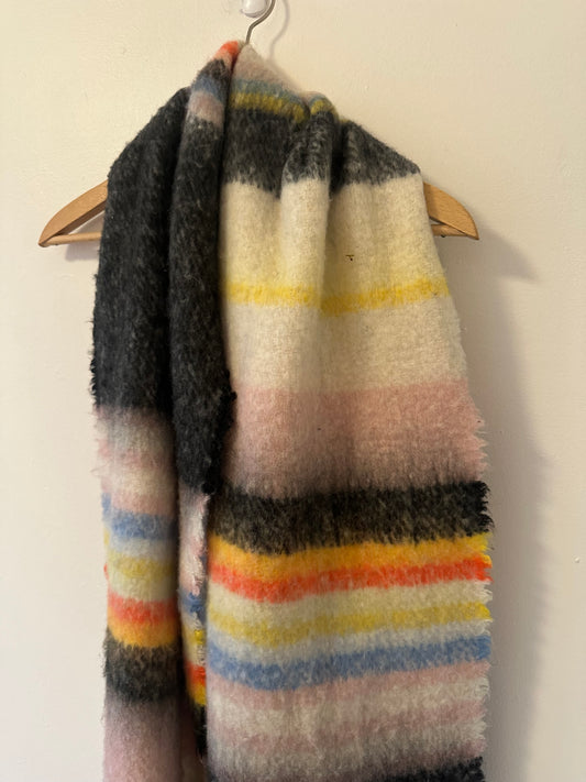 Free People Skye Striped Multicolor Scarf with Fringe
