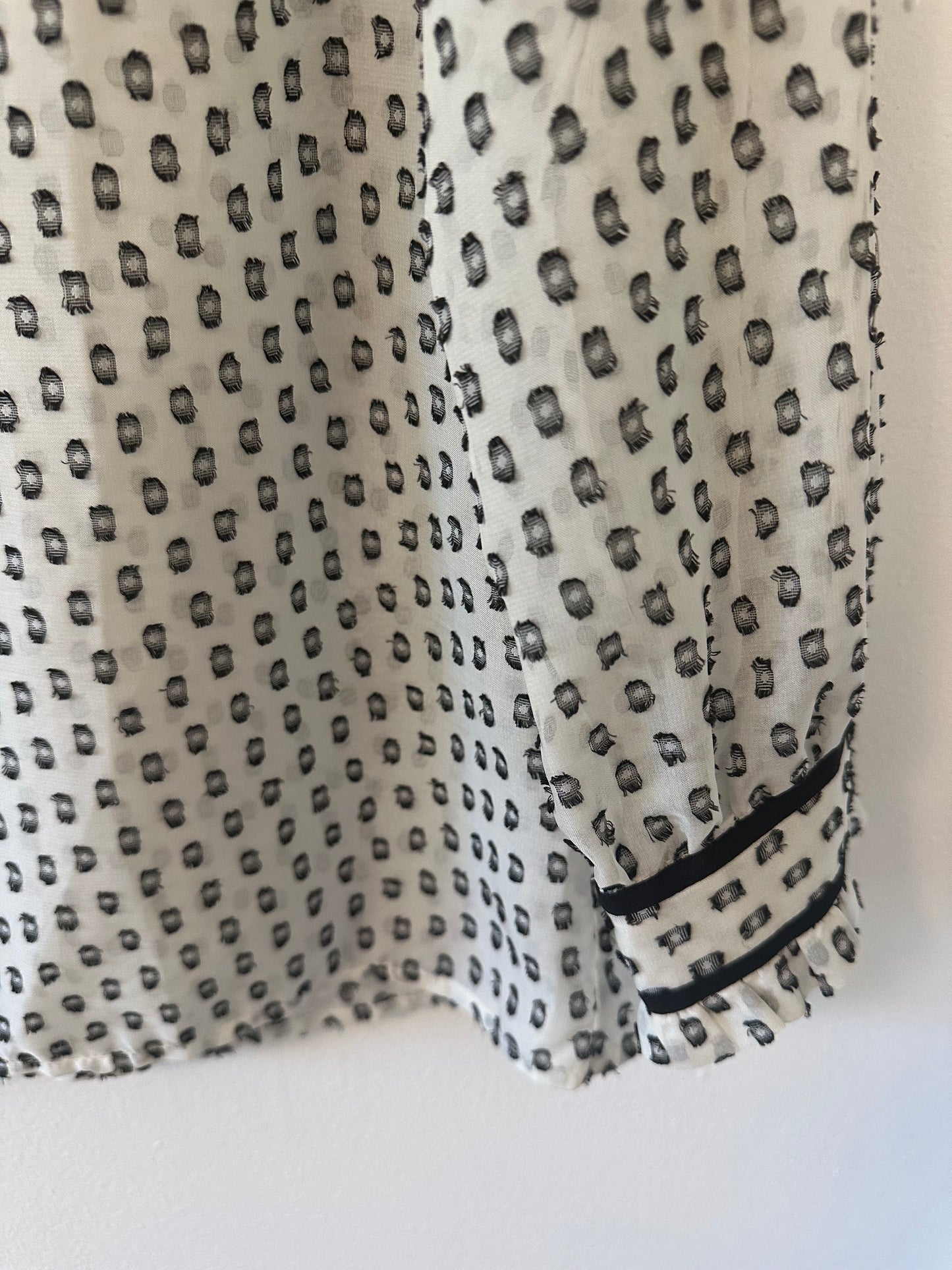 J. Crew Sheer Black and White Patterned Blouse - Size Small
