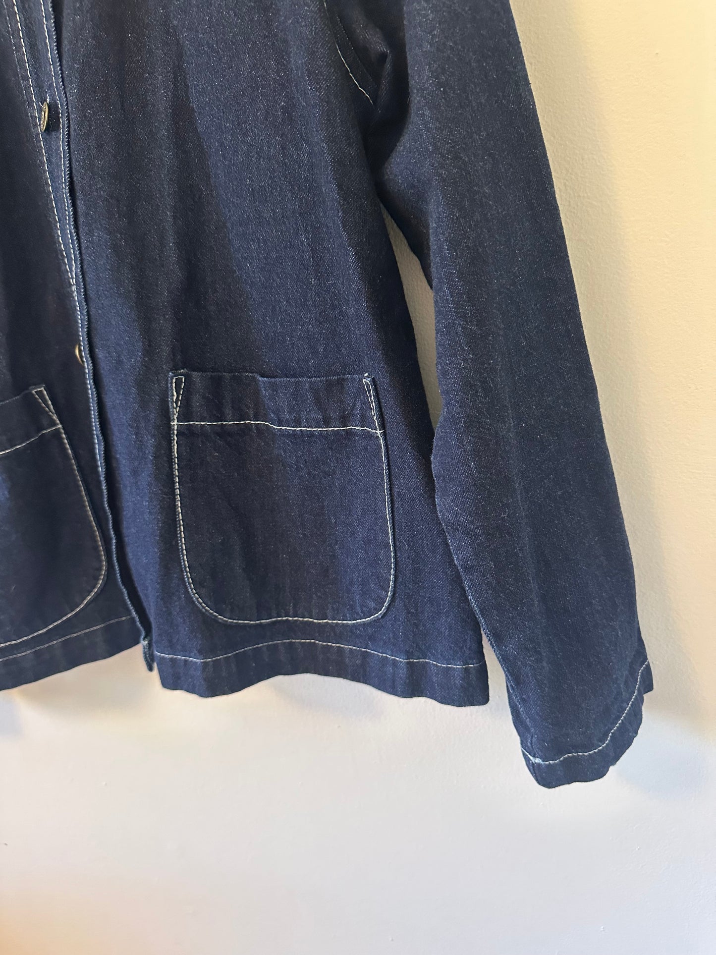 Hey Gang Denim Chore Jacket with Peter Pan Collar in Cotton | Size 1
