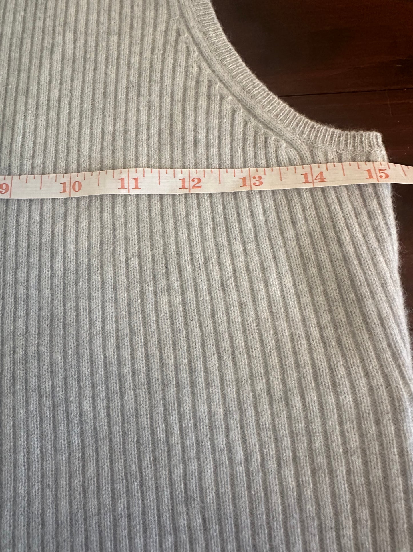 Duffy Cashmere Gray Ribbed Sleeveless Top Size Medium