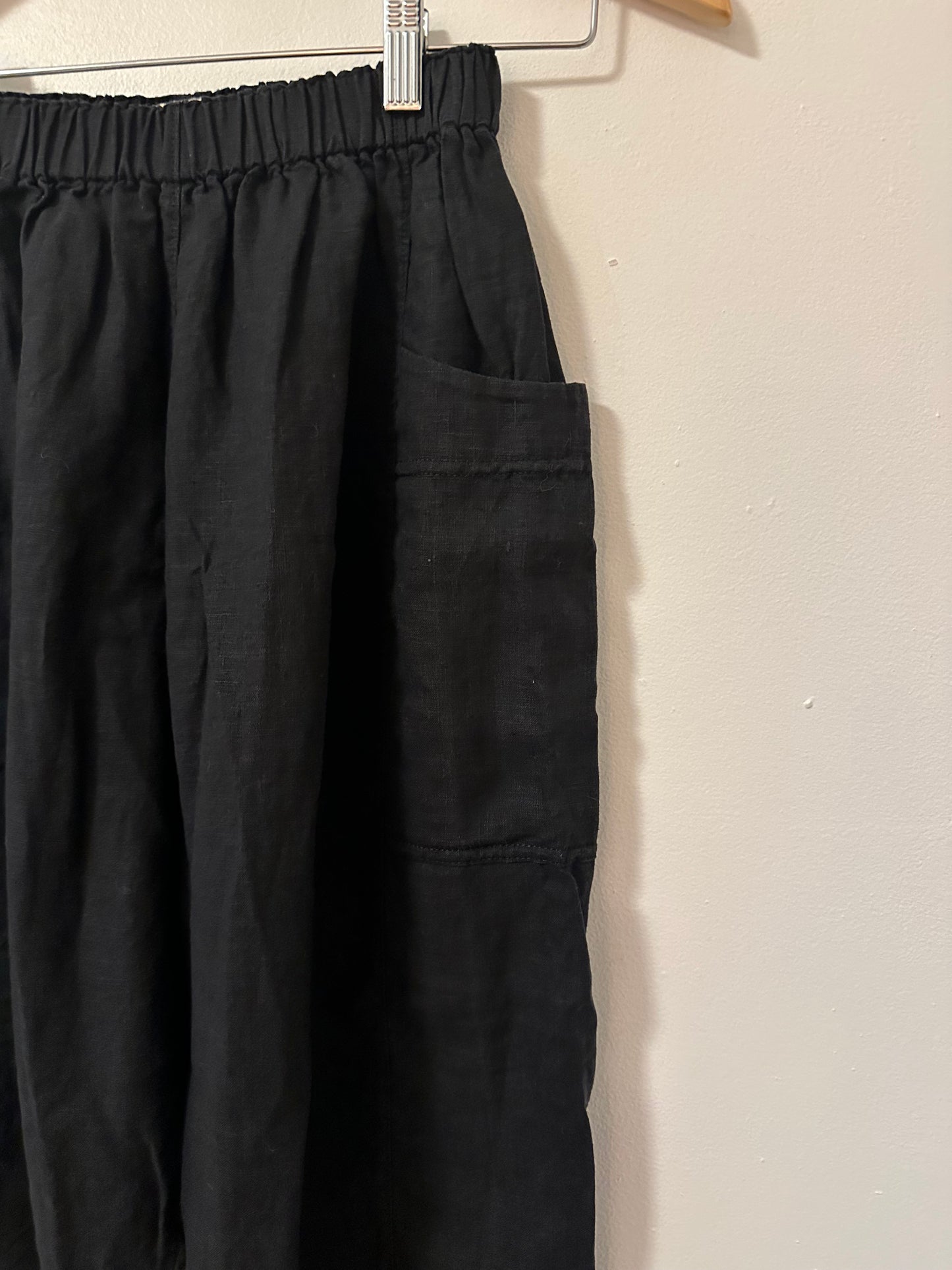 Marty Jean Black Cropped Linen “Uniform” Pants - Size XS