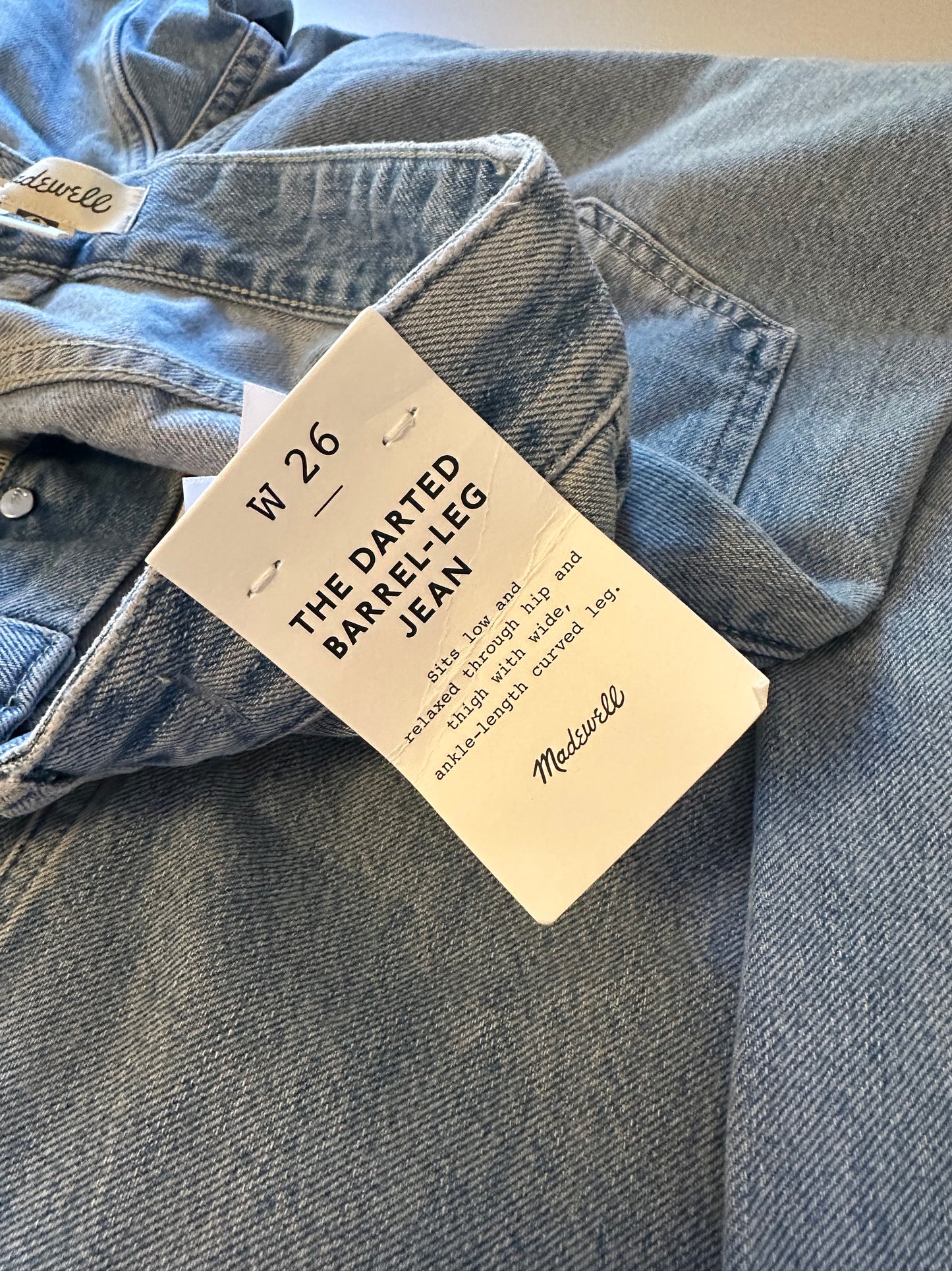 NWT Madewell The Darted Barrel Leg Jeans | Size 26