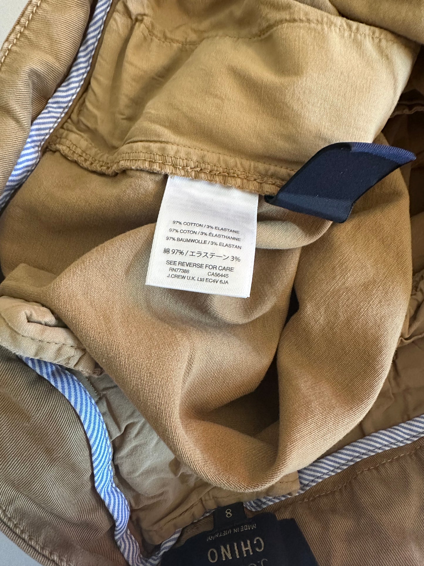 J. Crew Classic Tan Women's Chino Shorts - Size 8