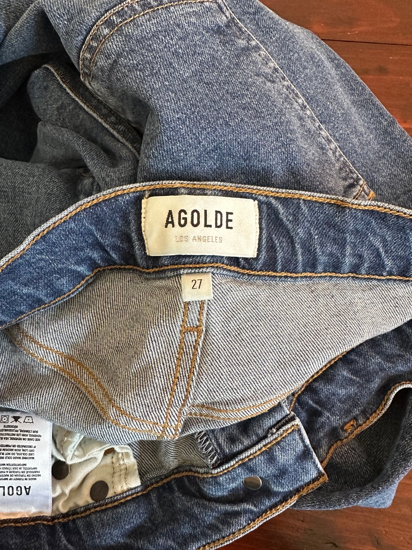 AGOLDE Riley Blue Denim Straight Leg Jeans Size 27