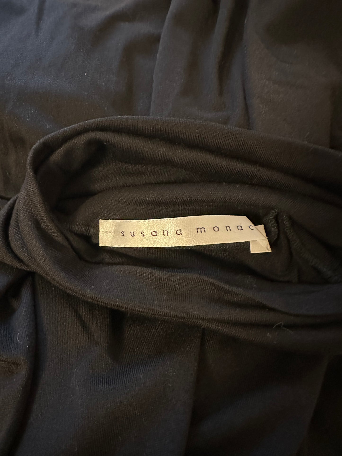 Susana Monaco Classic Black Flowy Tunic Length Turtleneck