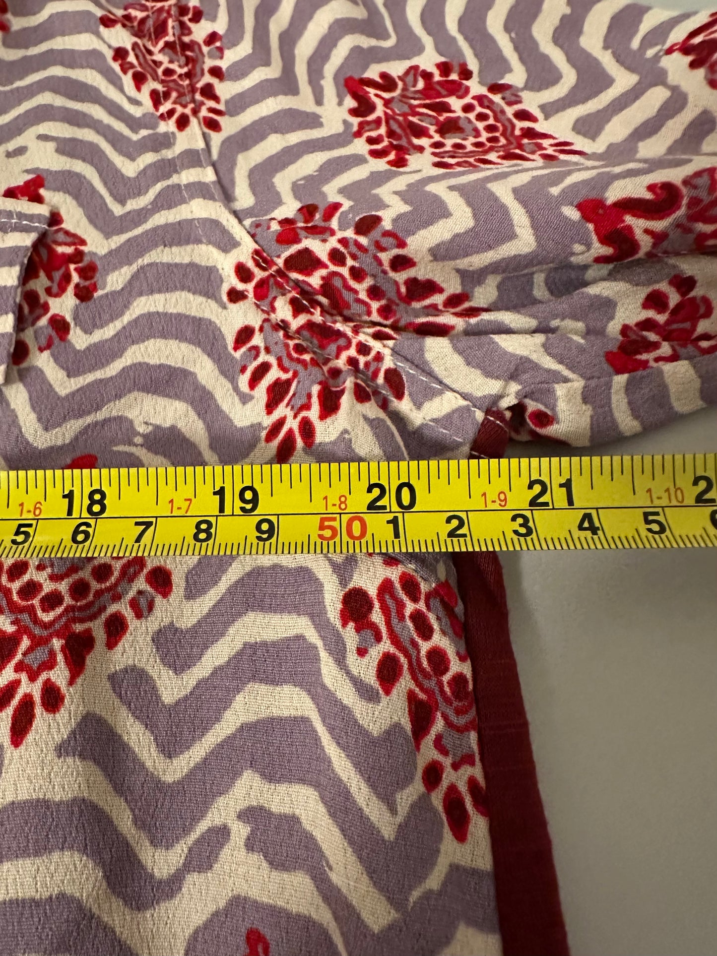 Porridge Anthropologie Patterned Mixed Media Button Down Shirt | Size Large