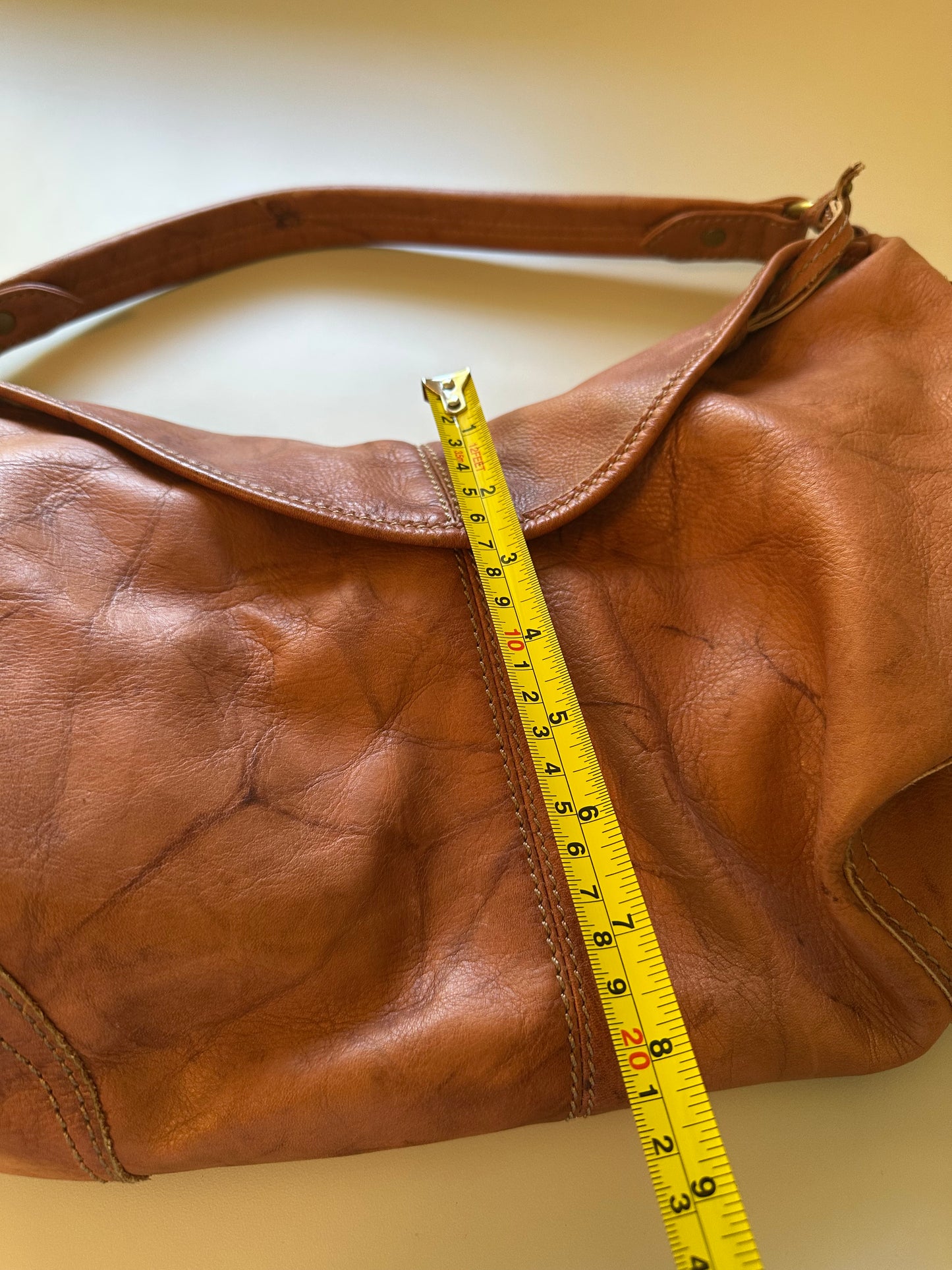Frye Cognac Leather Slouchy Hobo Shoulder Bag