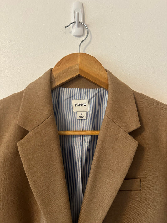 J. Crew Women’s Tan Wool Blend Boy Blazer | Size 8