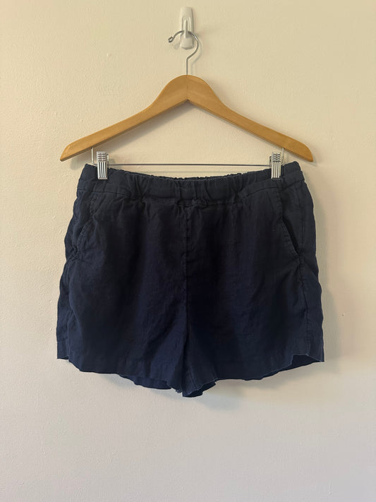 J. Crew High Waist Navy Linen Pull On Relaxed Fit Shorts | Size Medium