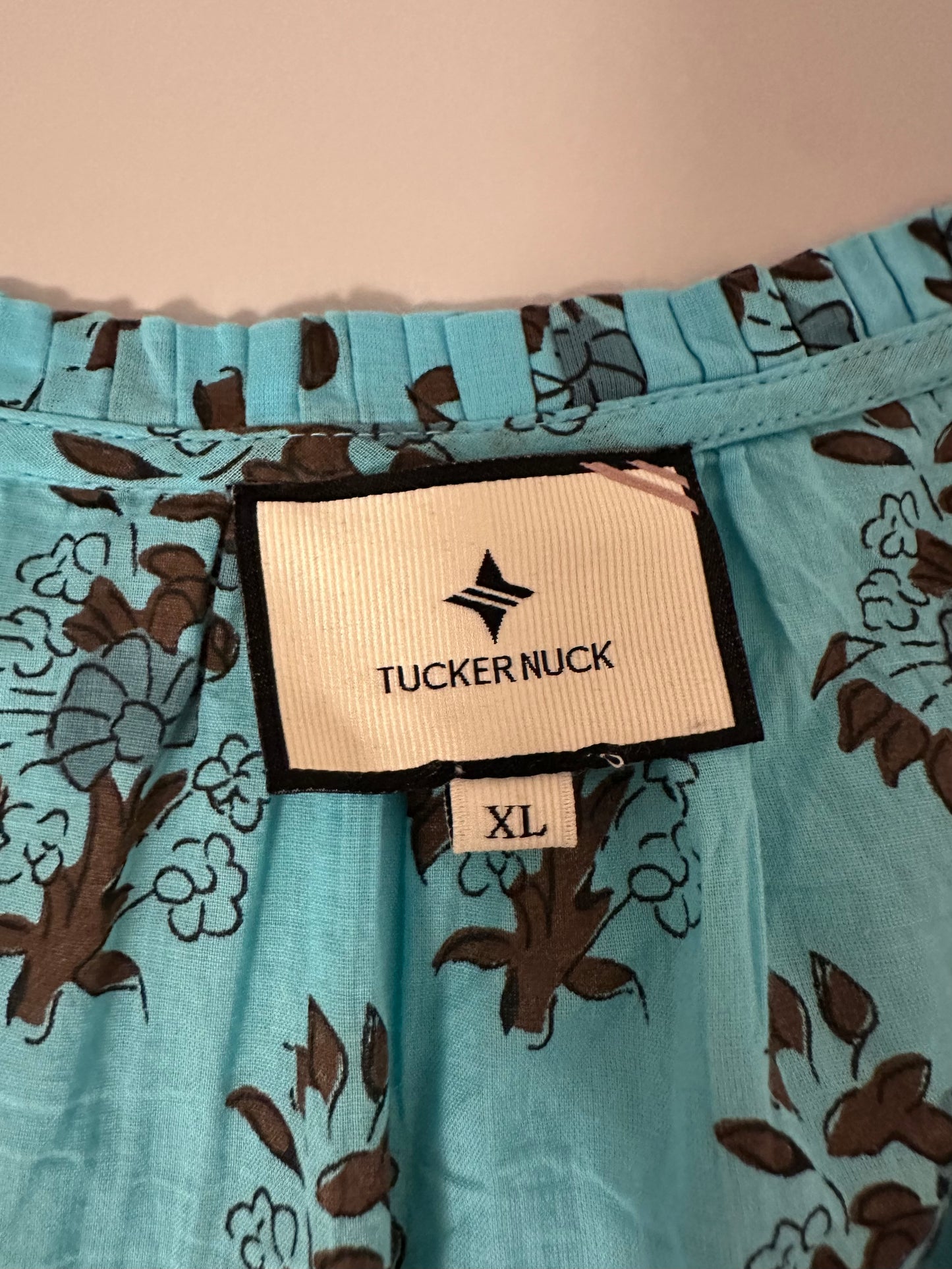 Tuckernuck Tropical Turquoise Bouquet Salty Paloma Sleeveless Caftan Dress | Size XL