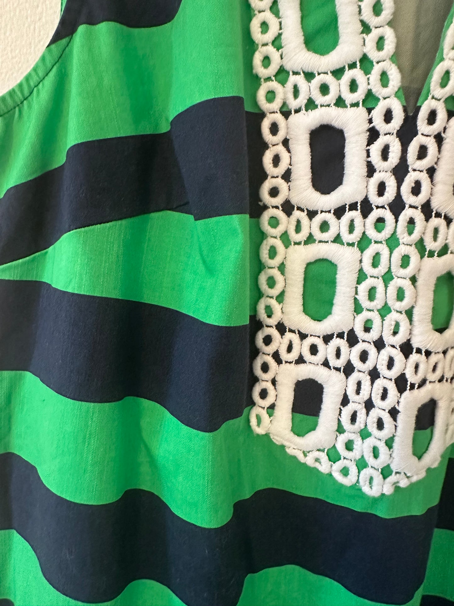 Sail to Sable Green and Navy Embroidered Dress Size Medium