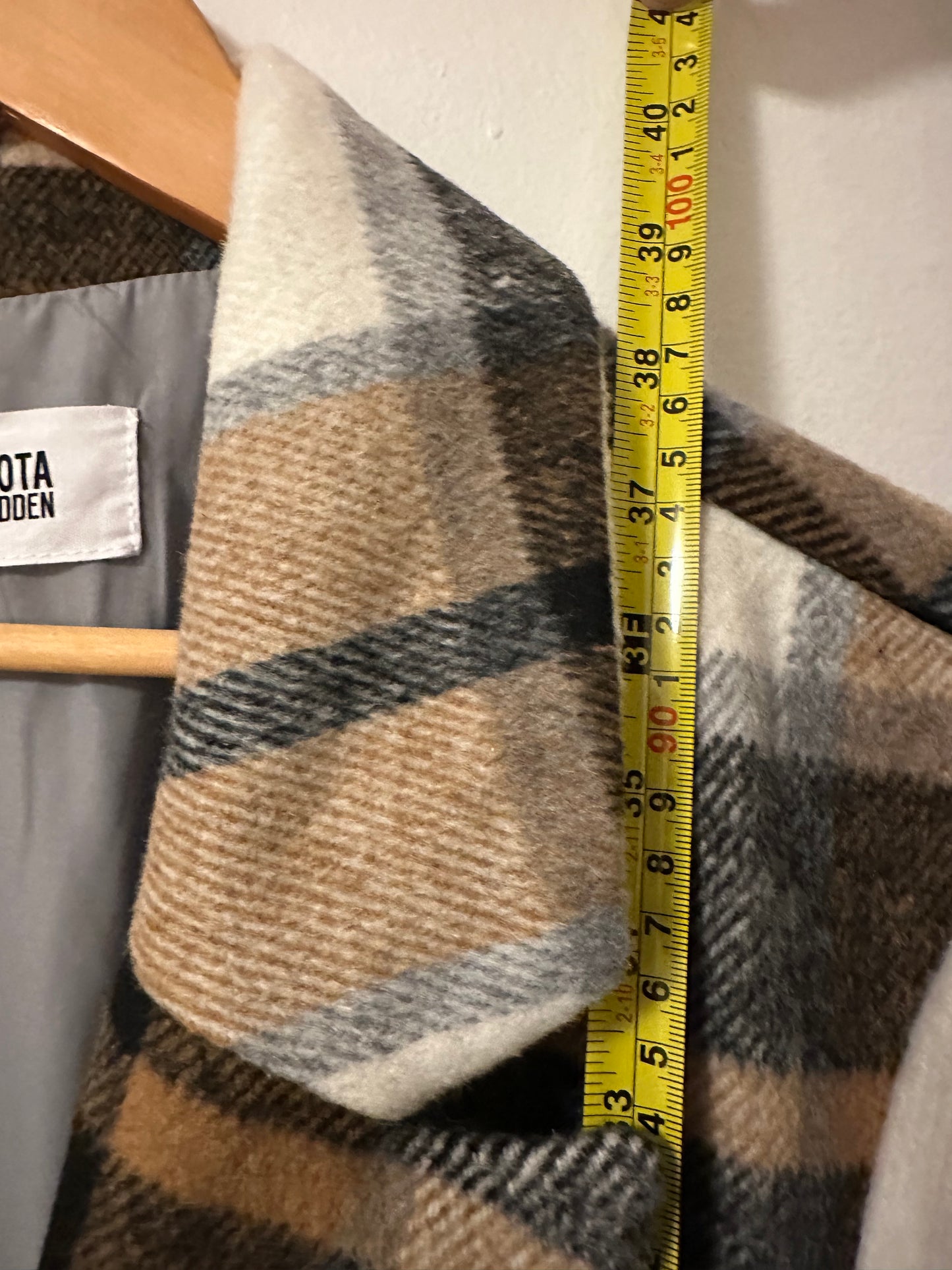 BB Dakota Steve Madden Cher Ivory Plaid Brushed Coat | Size Large