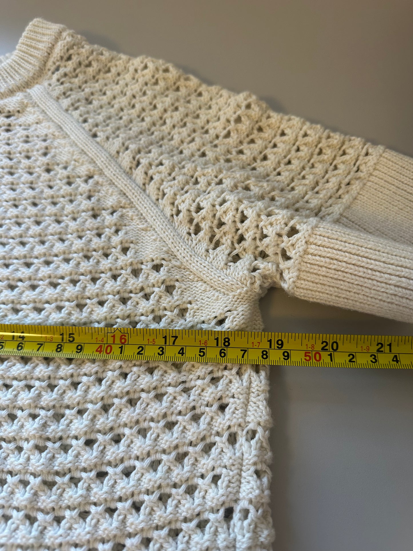 Varley Alva Cream Short Sleeve Knit Sweater Top in Cotton | Size Small