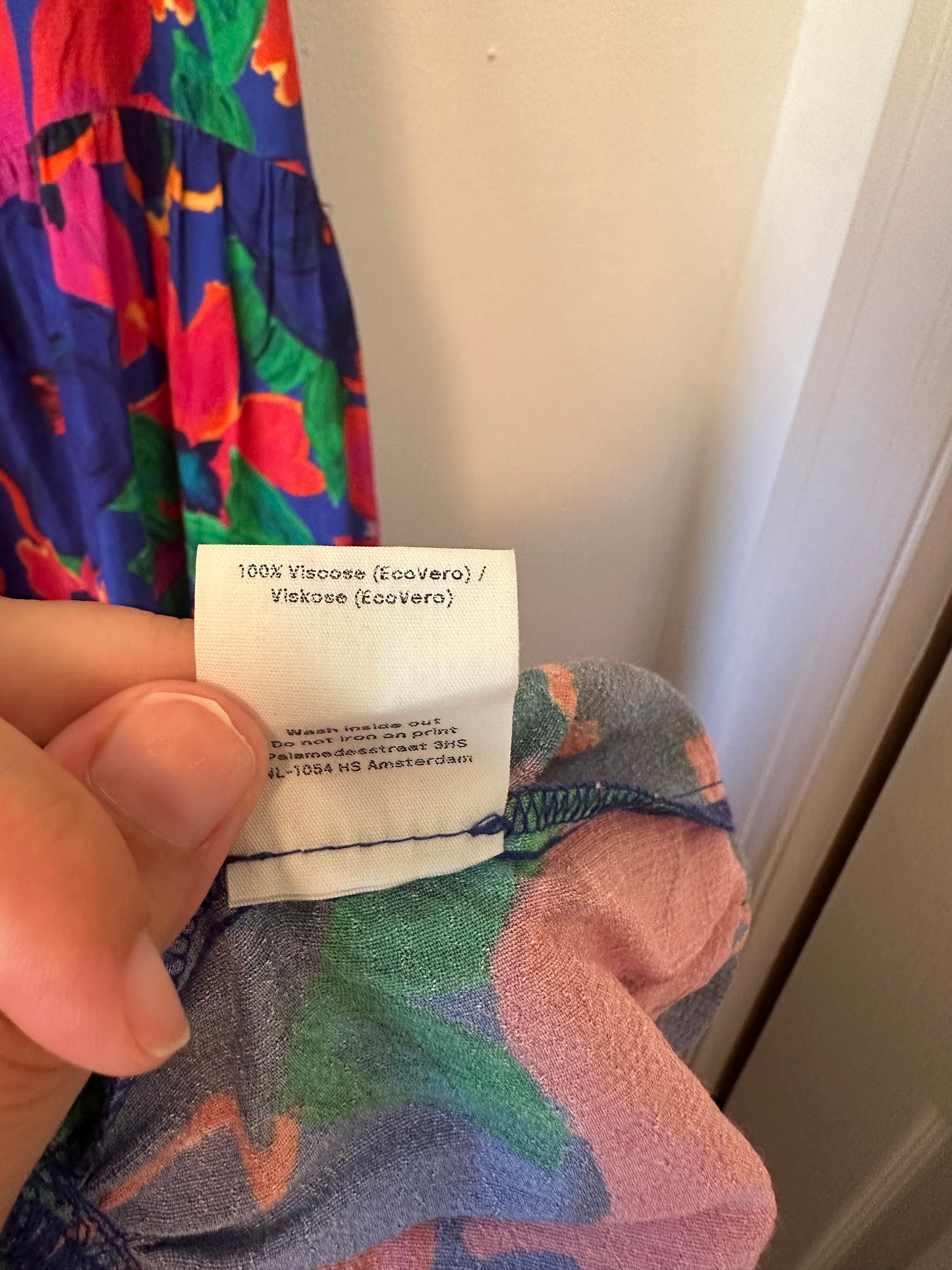 Stieglitz Mayte Floral Tiered Maxi Dress in Blue and Red - Size Medium