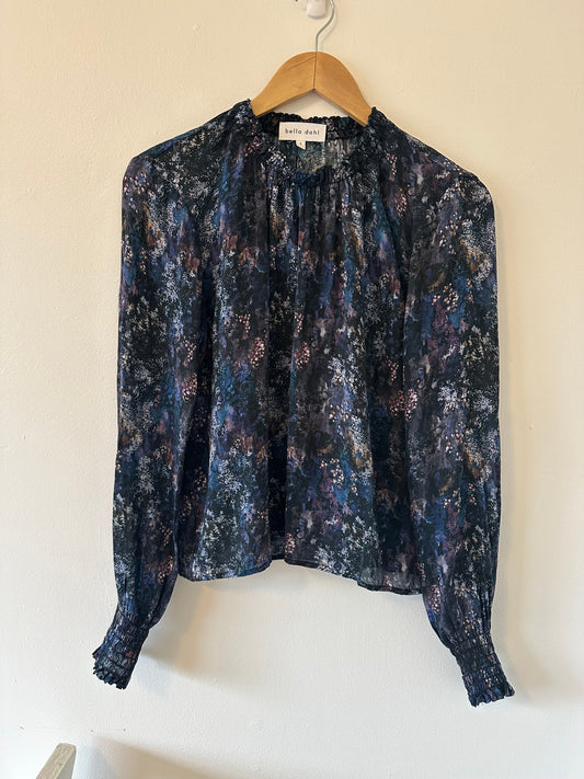 Bella Dahl Smocked Floral Blouse Size S