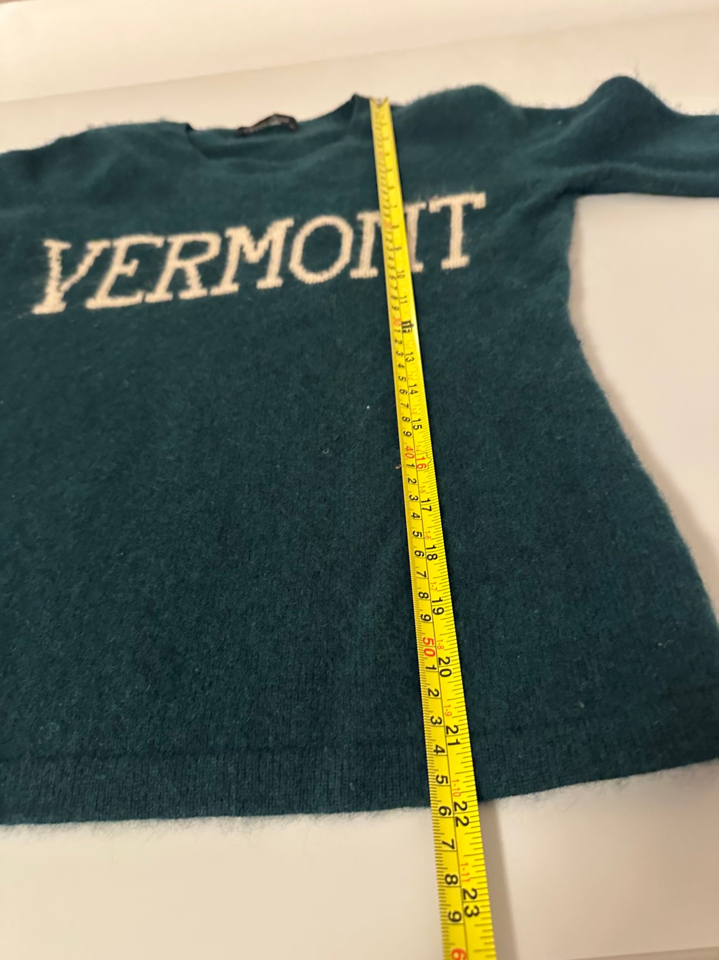 Claudia Nichole Women's Cashmere Sweater Green With Vermont Logo Size Small