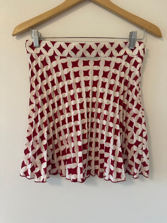 Zara Pleared Red and White Skirt - Size Medium