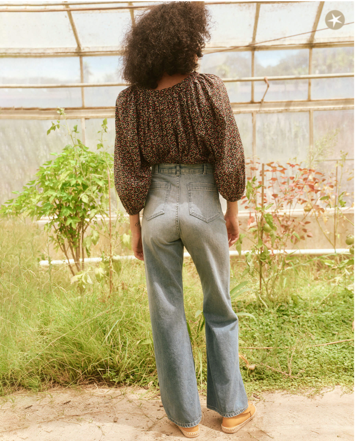 The Great. The Moonstone Top - Dark Navy Mini Wildflower Print Size 0