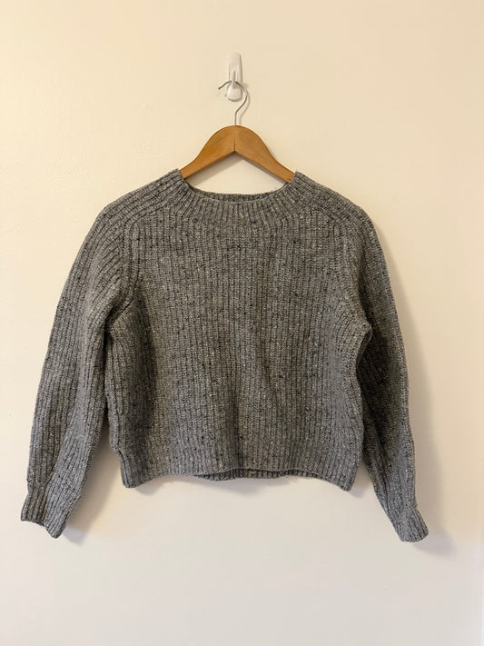 Vince Wool Blend Marled Gray Women's Ribbed Sweater | Size Small