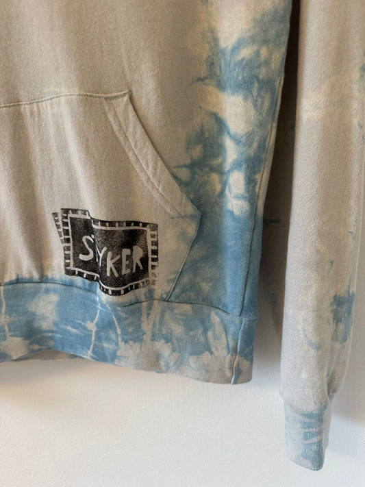 Vintage Blue Tie-Dye Cotton Hoodie Sweatshirt
