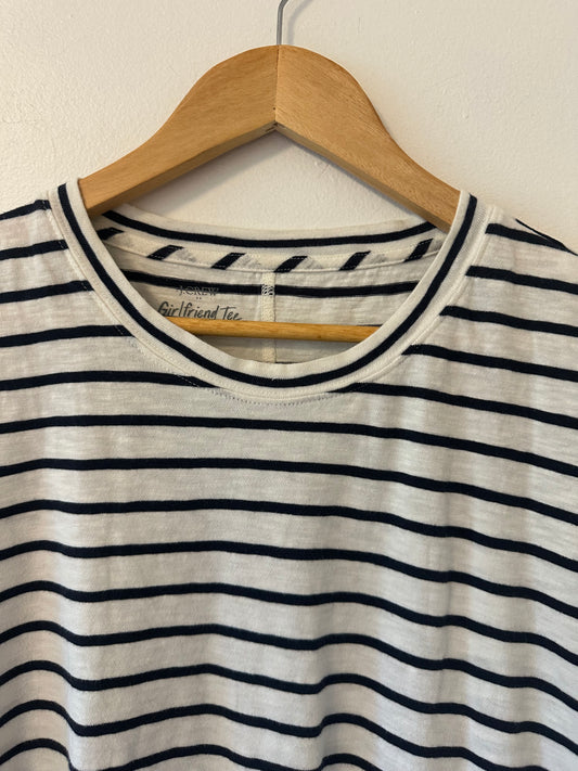 J. Crew - Vintage Slub Black and White Striped Short Sleeve Tee | Size Small