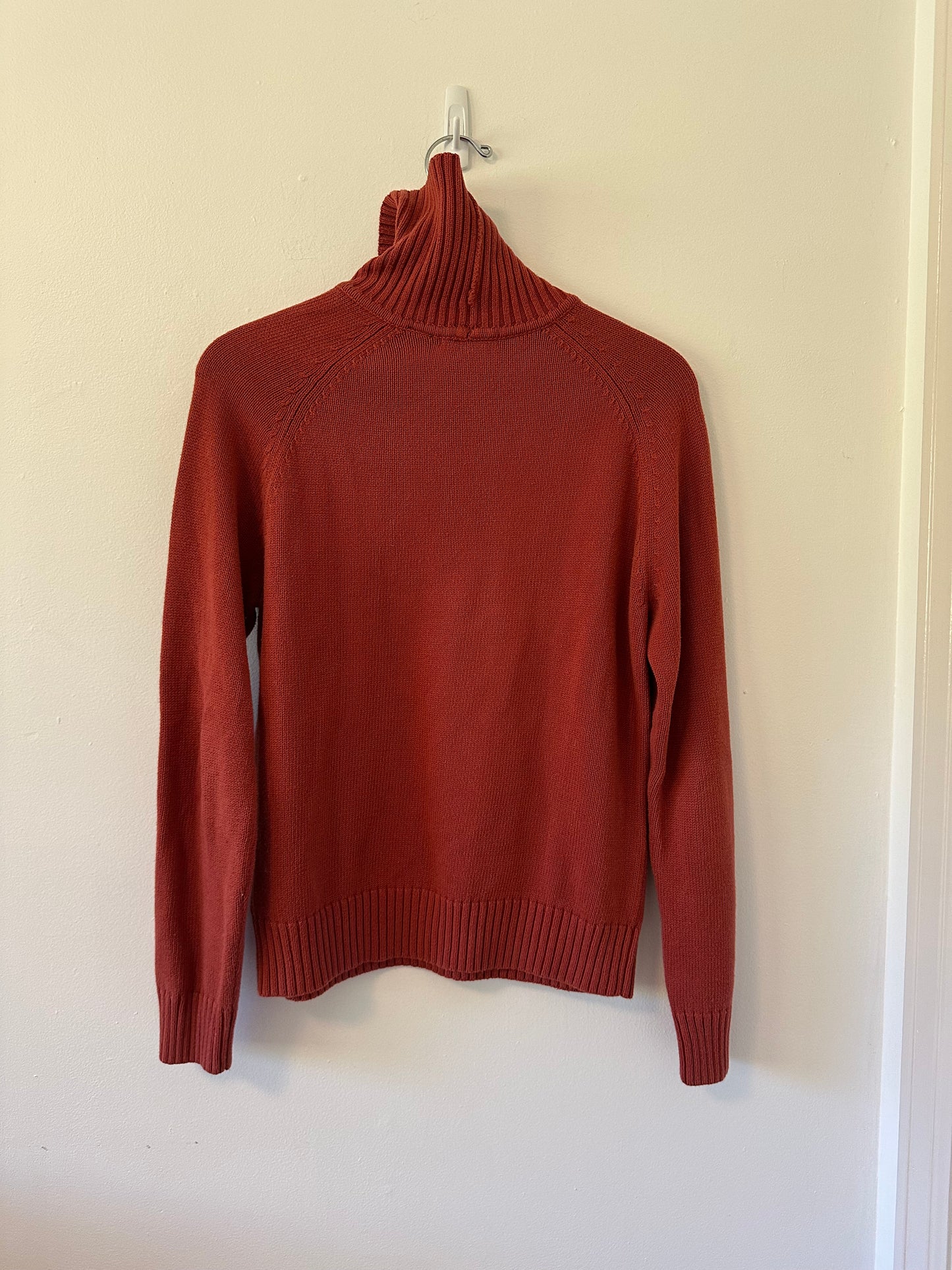 JEANNE PIERRE Women's Rust Cotton Turtleneck Sweater | Size Large