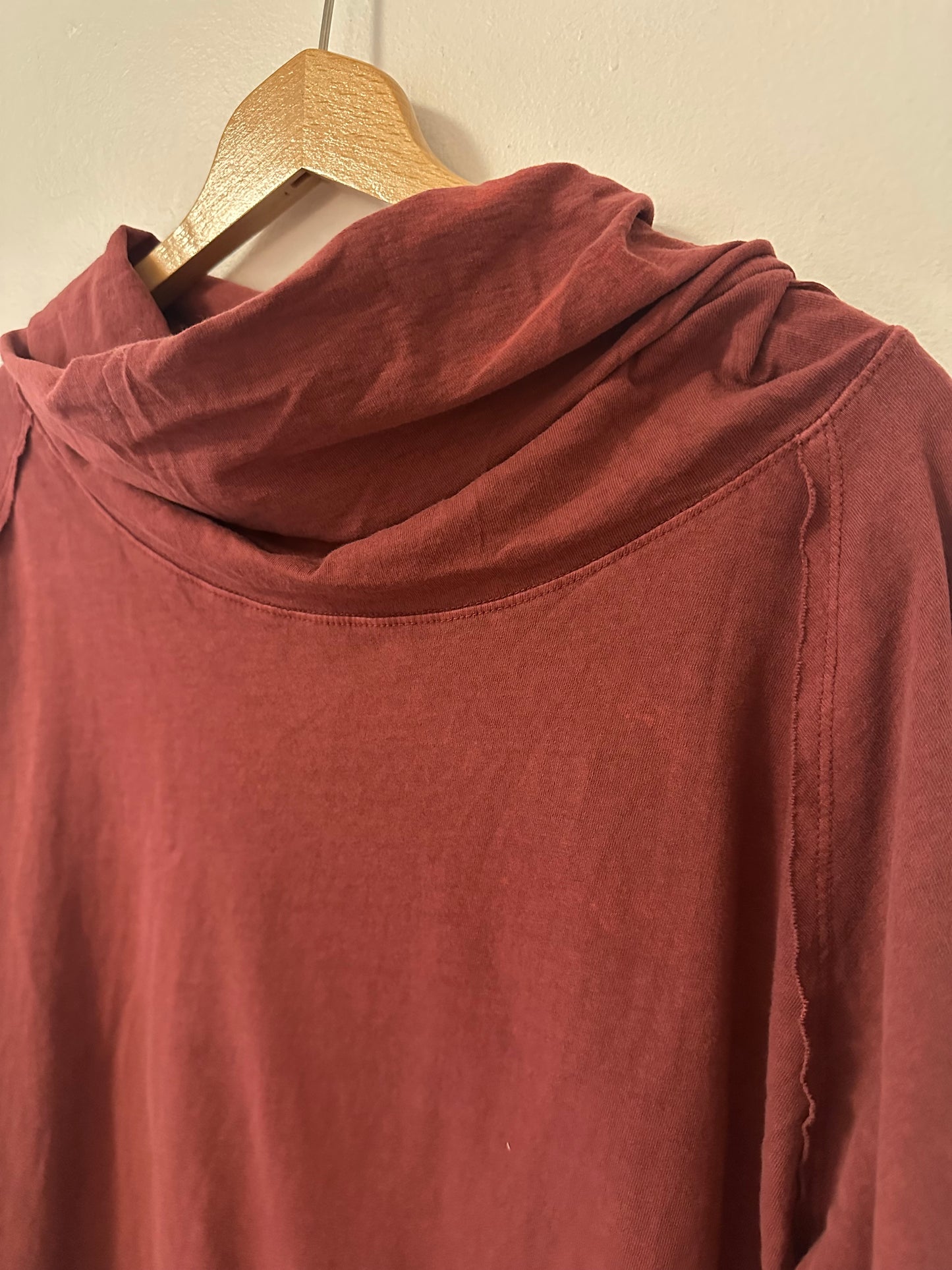 We The Free Red Cowl Neck Long Sleeve T-Shirt - Size XS