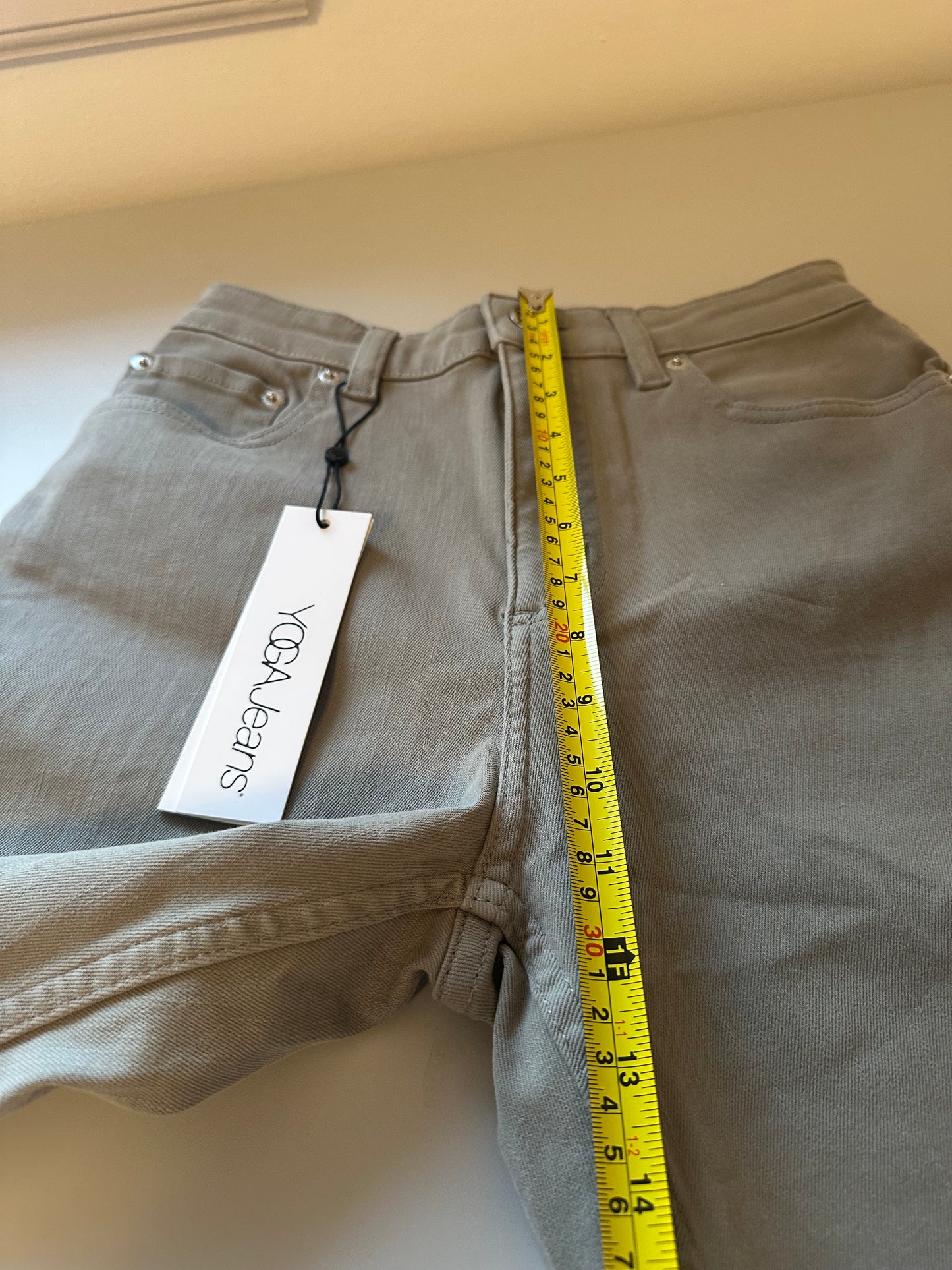 NWT Yoga Jeans Sage Green Flare Cropped Jeans | Size 27