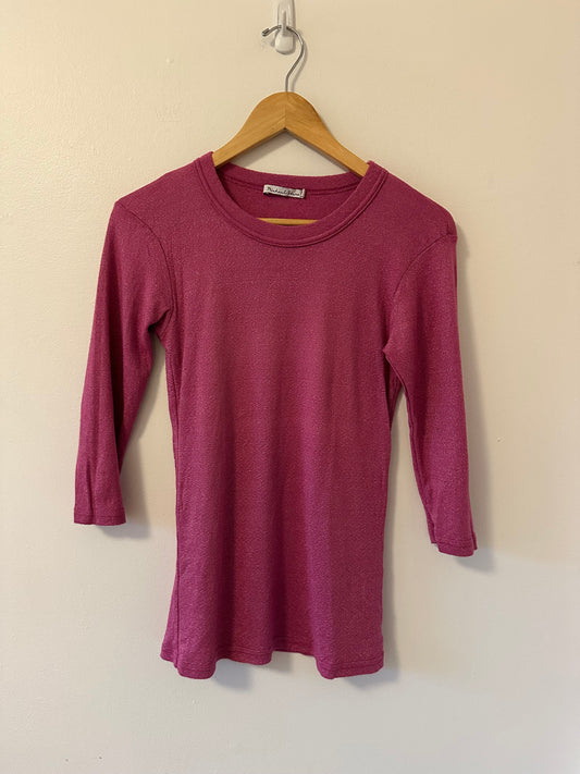 Michael Stars Shine Berry Pink Knit 3/4 Length Sleeve Top | One Size