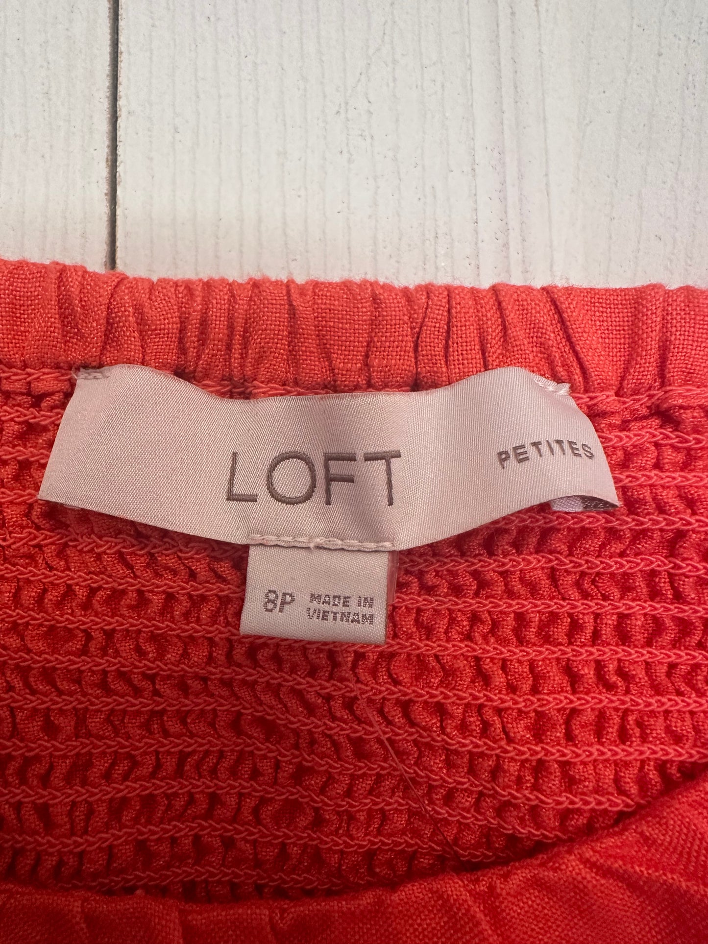 NWT LOFT Square Neck Puff Sleeve Coral Linen Midi Dress - Size 8P