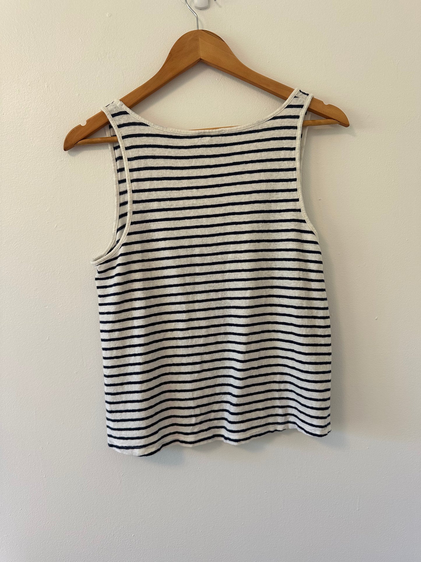 Sezane John Top in Ecru and Navy - Size Large