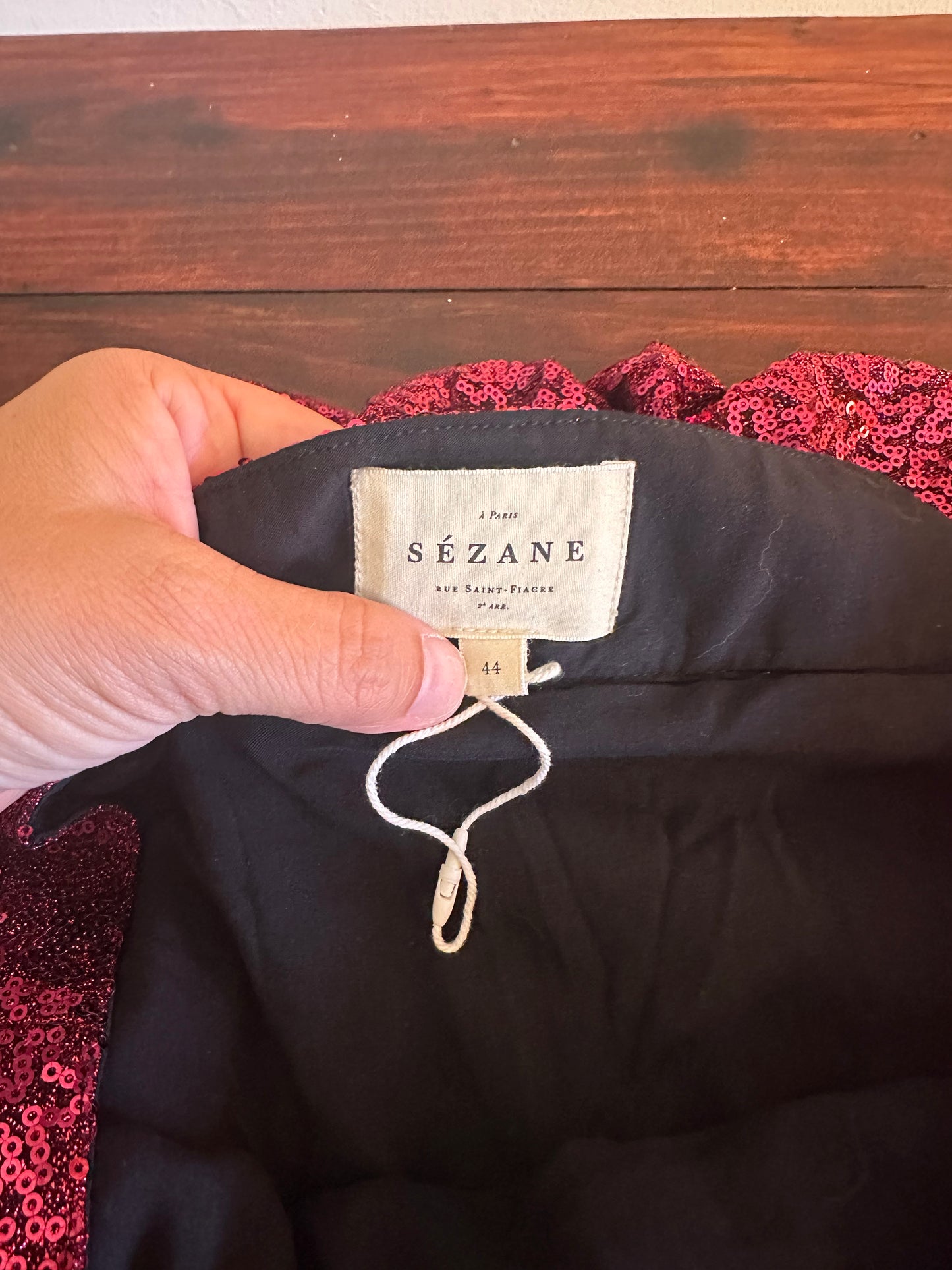 Sezane Dilo Pleated Midi Skirt in Fuschia Sequins - Size 44