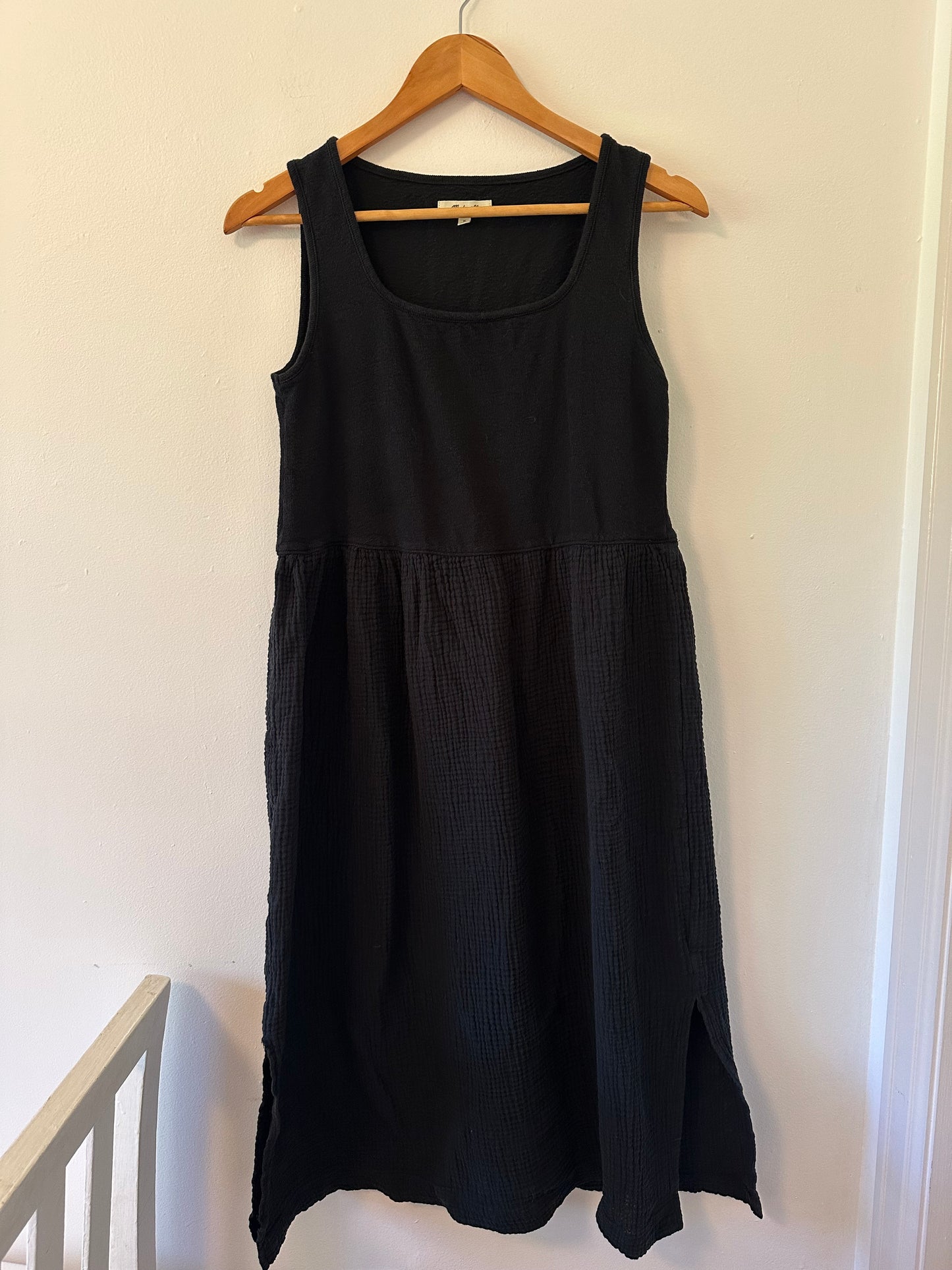 Madewell Mixed Media Tank Dress in Black - Size Medium